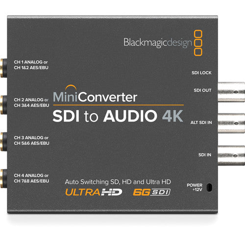 Blackmagic Design Mini Converter SDI a Audio 4K con Entrada 6G-SDI y 4 Salidas de Audio