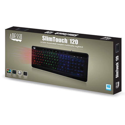 Adesso SlimTouch 120 Teclado Multimedia Compacto USB Iluminado 3 Colores teclado numérico compatible Windows Mac