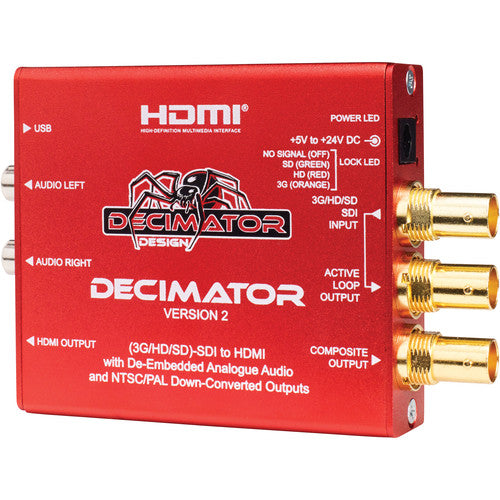 DECIMATOR 2 Convertidor SDI 3GHDSD a HDMI con Downscaler NTSCPAL y Salidas de Audio Analógico