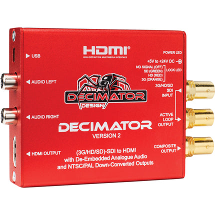 DECIMATOR 2 Convertidor SDI 3GHDSD a HDMI con Downscaler NTSCPAL y Salidas de Audio Analógico