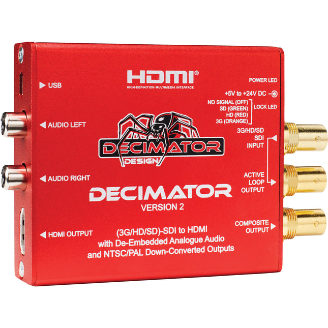 DECIMATOR 2 Convertidor SDI 3GHDSD a HDMI con Downscaler NTSCPAL y Salidas de Audio Analógico