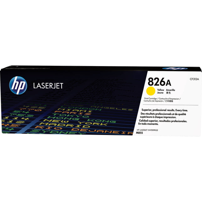 Cartucho de tóner amarillo HP 826A para impresoras Color LaserJet M855