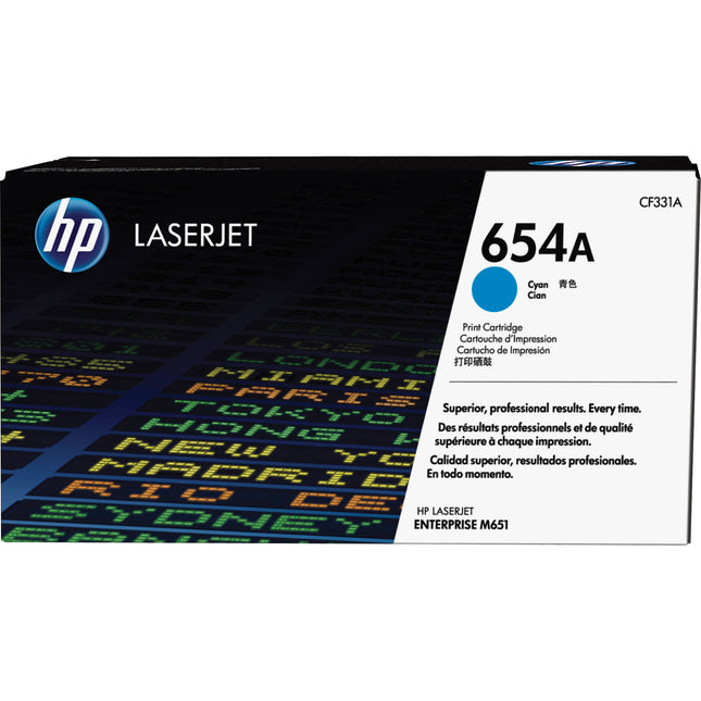 Cartucho de tóner Cyan HP 654A para impresoras LaserJet Enterprise M651