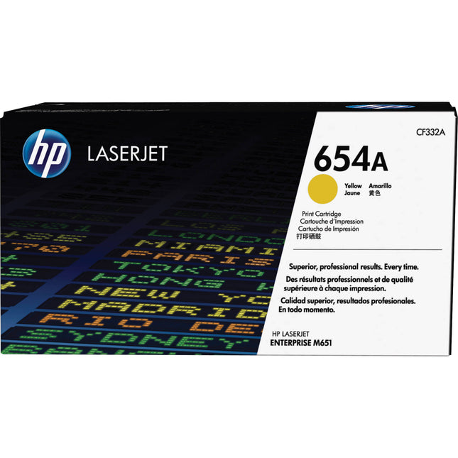 HP 654A Cartucho de tóner amarillo para impresoras LaserJet Enterprise M651