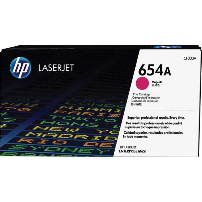 Cartucho de tóner Magenta HP 654A para impresoras LaserJet Enterprise M651