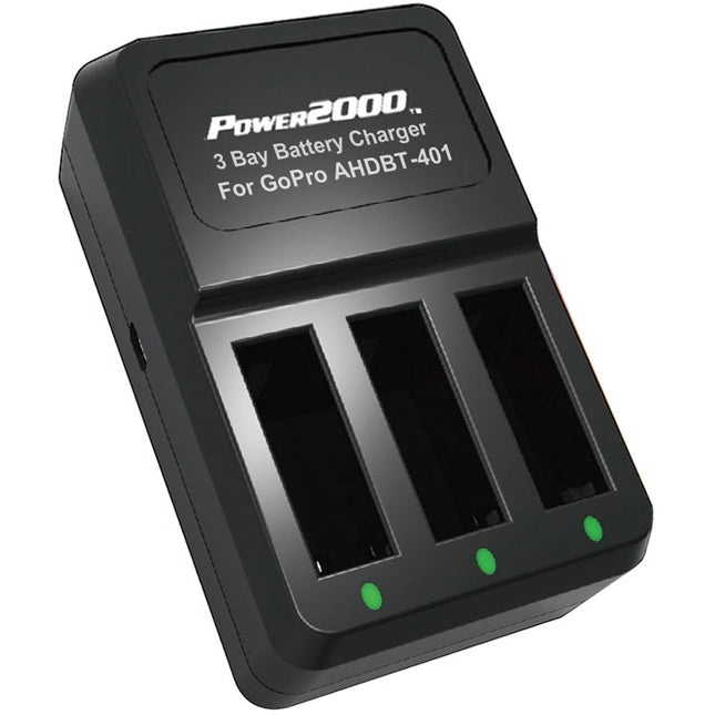 Power2000 Cargador de Baterías 3 Bahías para GoPro HERO4 con Entrada USB y 100-240V