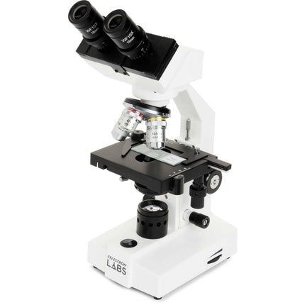 CELESTRON LABS CB2000CF Microscopio Compuesto Binocular con Objetivos 4x a 100x y Platina Mecánica 4.3 x 4.7 pulgadas