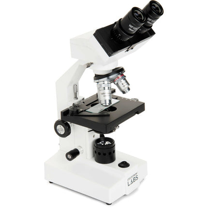 CELESTRON LABS CB2000CF Microscopio Compuesto Binocular con Objetivos 4x a 100x y Platina Mecánica 4.3 x 4.7 pulgadas