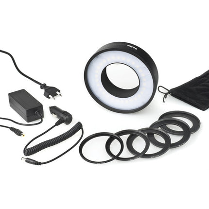 Kaiser KR 90 Aro de Luz LED 30 Lámparas 5500K 2 Horas Batería Recargable Kit Adaptadores