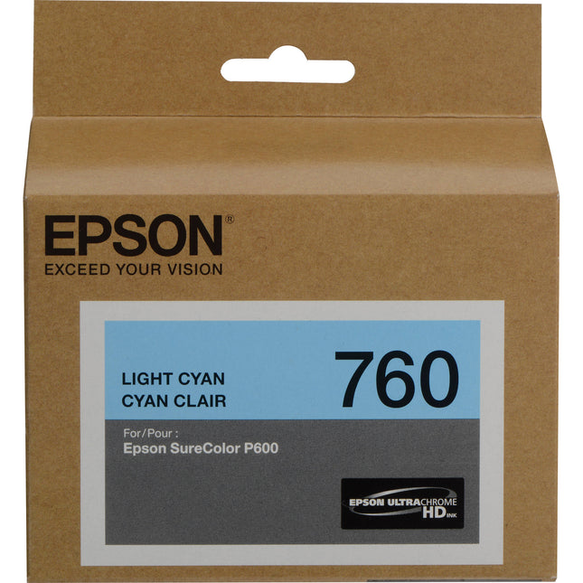 Epson T760 Cartucho de tinta ultracroma HD cian claro 25.9 ml para impresora inyección de tinta SureColor P600