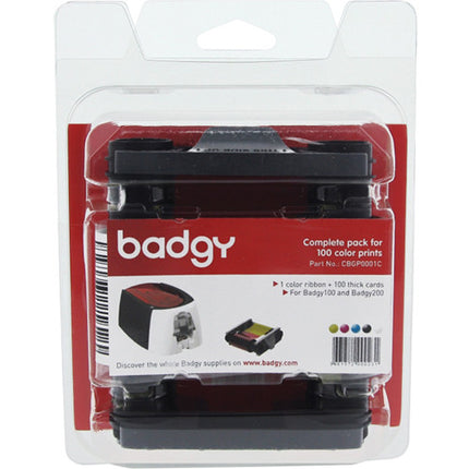 Evolis Consumible para Impresoras Badgy100 Badgy200 Pack 100 Tarjetas PVC gruesas