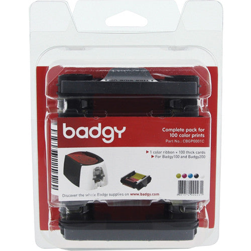 Evolis Consumible para Impresoras Badgy100 Badgy200 Pack 100 Tarjetas PVC gruesas