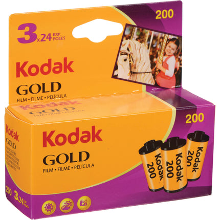 Kodak GOLD 200 Película Color Negativo 35mm ISO 200 24 Exposiciones 3 Unidades
