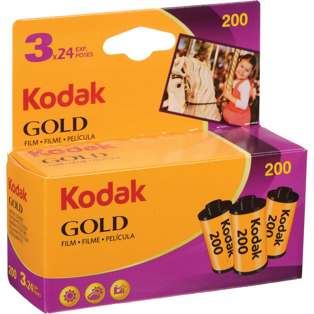 Kodak GOLD 200 Película Color Negativo 35mm ISO 200 24 Exposiciones 3 Unidades