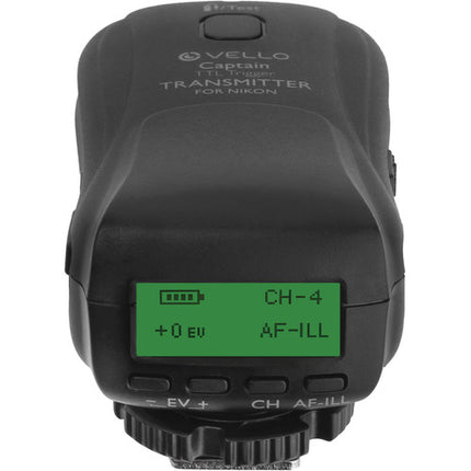 Vello FreeWave Captain Sistema de Disparador Inalámbrico TTL Nikon 2.4 GHz Alcance 300'
