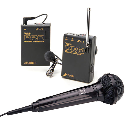 Azden WMS-PRO Sistema de Micrófono Inalámbrico VHF Lavalier y Mano 169 170 MHz