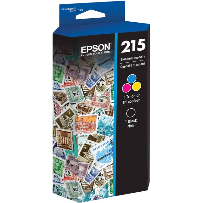 Cartuchos de tinta Epson T215 DuraBrite Ultra estándar negro y color para WorkForce WF-100