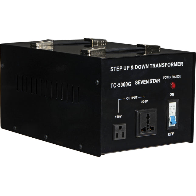 Sevenstar TC-5000 Transformador Step Up Step Down 5000W con Indicador LED y Fusibles de Repuesto