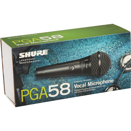 Shure PGA58-LC Micrófono Dinámico Vocal Cardioide con Interruptor y Adaptador
