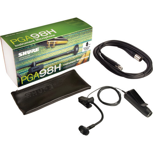 Shure PGA98H-XLR Micrófono Condensador Cardioide Clip-On con Preamp y Cable 4.5m