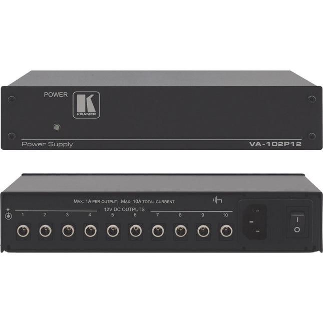 Kramer VA-102P12 Fuente de Alimentación 12 VDC 10 Salidas 1A por Dispositivo