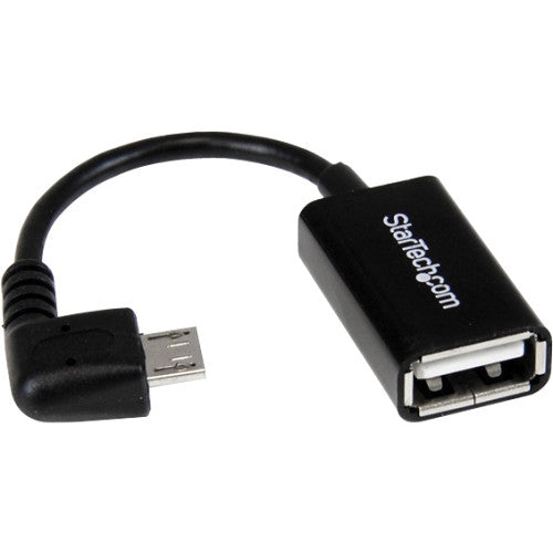 StarTech Adaptador USB Micro USB OTG Ángulo Recto Negro con Blindaje 28 AWG