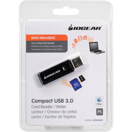 IOGEAR Compact USB 3.1 Gen 1 Lector SDXC microSDXC 5 Gbps USB Powered