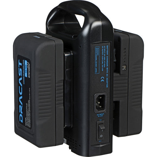 Dracast Two 14.8V 90Wh Baterías Gold Mount con Cargador Dual y Salidas P-Tap