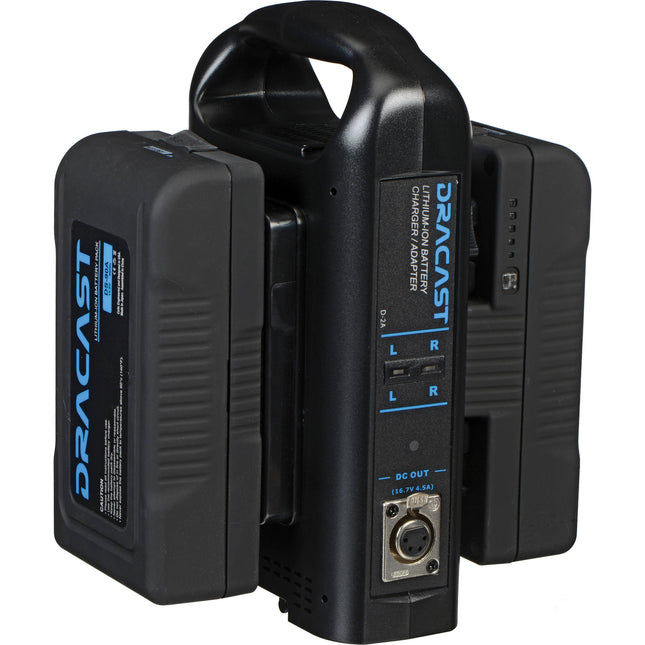 Dracast Two 14.8V 90Wh Baterías Gold Mount con Cargador Dual y Salidas P-Tap