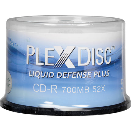 PlexDisc CD-R 700MB 52x Discos Grabables Blancos Glossy 50 Pack