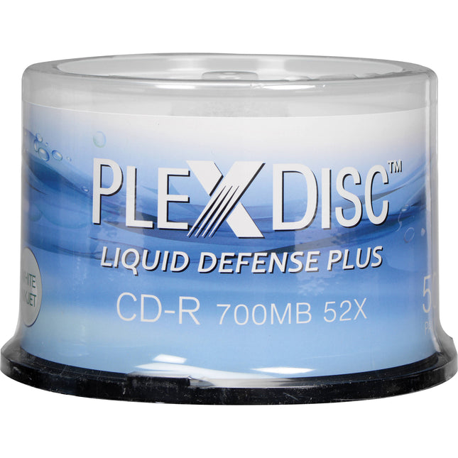 PlexDisc CD-R 700MB 52x Discos Grabables Blancos Glossy 50 Pack