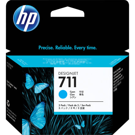 Cartucho de Tinta HP 711 Cyan 29mL 3-Pack para Plotter Designjet