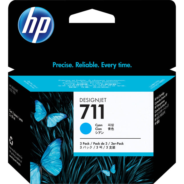 Cartucho de Tinta HP 711 Cyan 29mL 3-Pack para Plotter Designjet