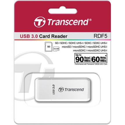 Transcend RDF5 Lector de Tarjetas USB 3.1 Gen 1 para SDHC SDXC Blanca