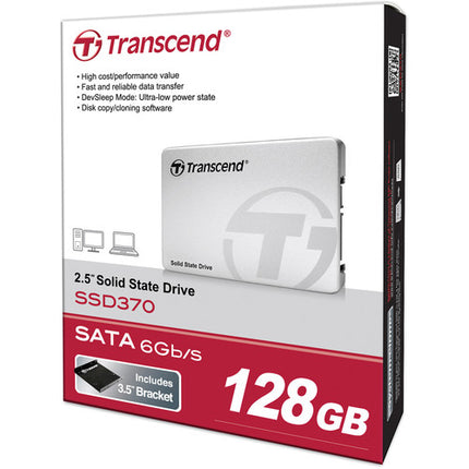 Transcend 128GB SSD370S SSD Interno SATA III 2.5" 560 MB/s 7mm con Soporte 3.5"