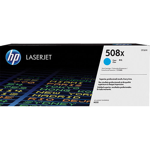 Cartucho de tóner HP 508X cian alto rendimiento 9500 páginas para LaserJet M552