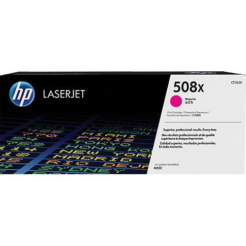Cartucho de tóner magenta HP 508X alto rendimiento 9500 páginas para LaserJet Enterprise M552