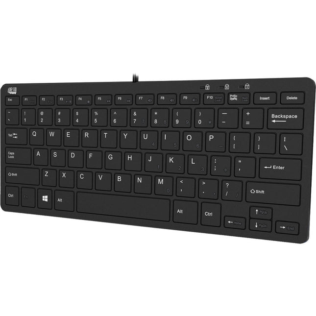Adesso SlimTouch 510 Teclado Mini USB con 2 Puertos USB Teclado Tenkeyless Silencioso