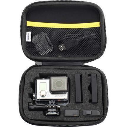 Funda rígida Ruggard EVA para cámaras GoPro pequeña resistente al agua con compartimentos interiores