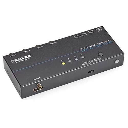 Black Box 4K HDMI Matrix Switch 4x1 con Control Remoto IR y Adaptador de Corriente