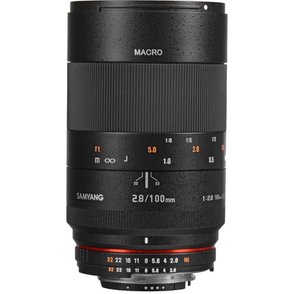 Samyang 100mm f/2.8 ED UMC Macro lente para Nikon F 1:1 aumento 9 hojas diafragma