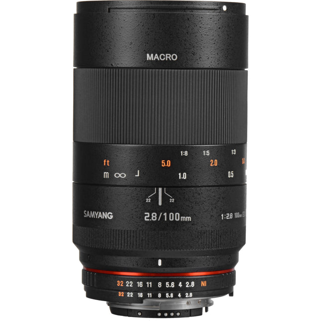 Samyang 100mm f/2.8 ED UMC Macro lente para Nikon F 1:1 aumento 9 hojas diafragma