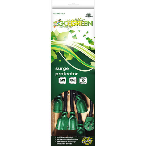 GoGreen Power GG-5OCT Protector de Sobretensión 5 Enchufes 250 Joules Negro