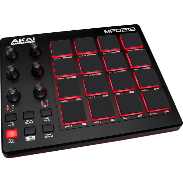 Akai Professional MPD218 Controlador de Pads USB 16 Pads Retroiluminados 6 Potenciómetros