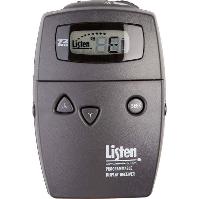 Listen Technologies LR-500-72 receptor RF portátil programable 72 MHz pantalla LCD 30 horas batería