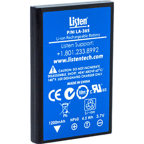 Batería Recargable Li-Ion Listen Technologies LA-365 para Receptores iDSP con Carga Rápida y Duración Extendida