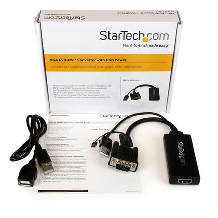 Adaptador VGA a HDMI 1080p con audio USB y cable de alimentación 10.2 pulgadas