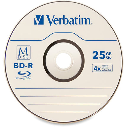 Verbatim BD-R 25GB 4x Disco Blu-ray M DISC 25 Unidades con Garantía