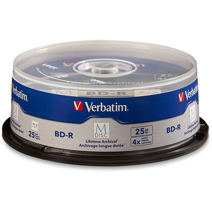 Verbatim BD-R 25GB 4x Disco Blu-ray M DISC 25 Unidades con Garantía