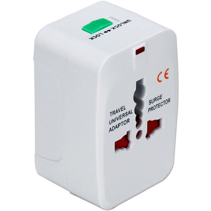QVS International Adaptador de Corriente con Protección Contra Sobretensión y Kit de Enchufes con Estuche de Viaje Blanco